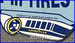 Vintage 12 1962 Goodyear Tires Porcelain Sign Car Gas Oil Truck Motorcycle