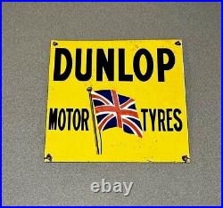 Vintage 12 Dunlop Tires Porcelain Sign Car Gas Truck Gasoline