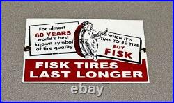 Vintage 12 Fisk Tires Porcelain Sign Car Gas Truck Gasoline Oil