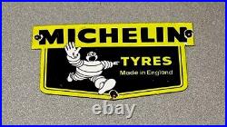 Vintage 12 Michelin Man Tires Porcelain Sign Car Gas Auto Oil