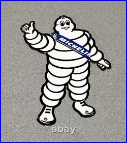 Vintage 12 Michelin Man Tires Porcelain Sign Car Gas Auto Truck Oil