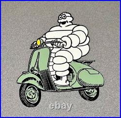 Vintage 12 Michelin Man Tires Scooter Porcelain Sign Car Gas Auto Oil