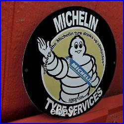 Vintage 1889 Michelin Rubber Tyre Services Porcelain Gas And Oil Pump Sign