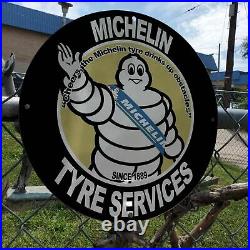 Vintage 1889 Michelin Rubber Tyre Services Porcelain Gas And Oil Pump Sign