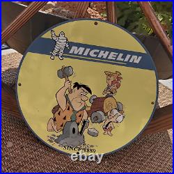 Vintage 1889 Michelin Tyre Manufacturing Company Porcelain Gas & Oil Pump Sign