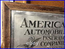 Vintage 1910-20s AMERICAN AUTOMOBILE INSURANCE CO SIGN EAGLE TIRE FLAG St Louis