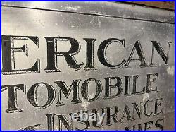 Vintage 1910-20s AMERICAN AUTOMOBILE INSURANCE CO SIGN EAGLE TIRE FLAG St Louis