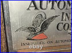 Vintage 1910-20s AMERICAN AUTOMOBILE INSURANCE CO SIGN EAGLE TIRE FLAG St Louis