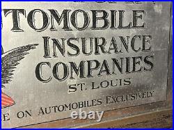 Vintage 1910-20s AMERICAN AUTOMOBILE INSURANCE CO SIGN EAGLE TIRE FLAG St Louis