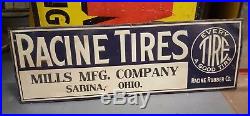 Vintage 1920's Racine Tires 31 Gas Oil Embossed Metal Sign