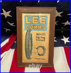 Vintage 1920s Lee Tires Co. Store Sign Advertising Countertop Easel-back Antique