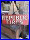 Vintage-1920s-REPUBLIC-TIRES-Metal-Gas-Oil-2-Sided-24-Original-Sign-Rare-01-qhm
