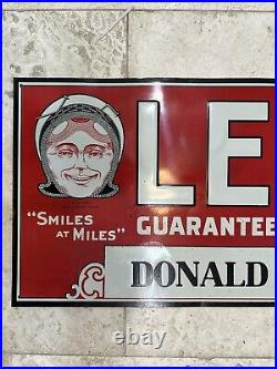 Vintage 1930's LEE TIRES Tin Tacker Sign Original Rare Puncture 11 3/4 X 35 3/4