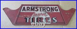 Vintage 1930s Armstrong Insured Tire Metal Sign Gas Station Oil