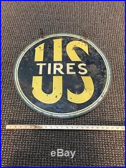 Vintage 1930s U. S. Tires Double Sided Sign