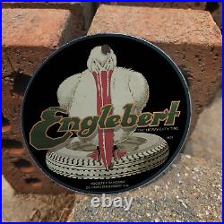 Vintage 1931 Englebert Heavy Duty Tire Porcelain Gas Oil 4.5 Sign