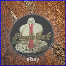 Vintage 1931 Englebert Heavy Duty Tire Porcelain Gas Oil 4.5 Sign