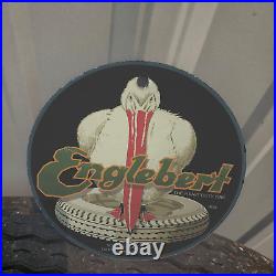 Vintage 1931 Englebert Heavy Duty Tire Porcelain Gas Oil 4.5 Sign