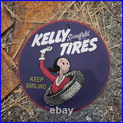 Vintage 1932 Kelly-springfield Tires Olive Oyl Porcelain Gas Oil 4.5 Sign