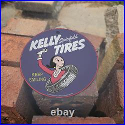 Vintage 1932 Kelly-springfield Tires Olive Oyl Porcelain Gas Oil 4.5 Sign