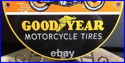 Vintage 1936 Dated Goodyear Motorcycle Tires Porcelain Sign Gas Oil