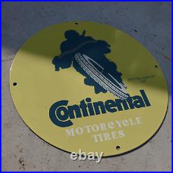 Vintage 1939 Continental Motorcycle Tires Porcelain Americana Man Cave Sign