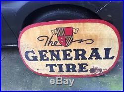 Vintage 1939 Heavy Metal The General Tire Oval Double Sided Sign 36 X 23 1/2