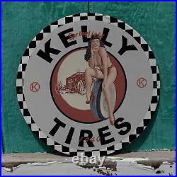 Vintage 1940 Kelly Springfield Tires Manufacturer Porcelain Gas & Oil Pump Sign