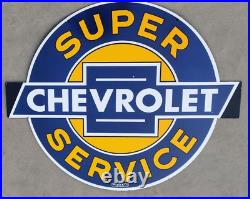 Vintage 1940 Rare Vintage Super Chevrolet Service Die Cut Double Sided Porcelain