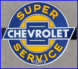 Vintage 1940 Rare Vintage Super Chevrolet Service Die Cut Double Sided Porcelain