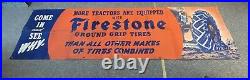 Vintage 1940s Firestone Ground Grip Tractor Tires Paper Advertising Banner Sign