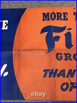 Vintage 1940s Firestone Ground Grip Tractor Tires Paper Advertising Banner Sign