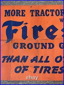 Vintage 1940s Firestone Ground Grip Tractor Tires Paper Advertising Banner Sign