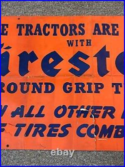 Vintage 1940s Firestone Ground Grip Tractor Tires Paper Advertising Banner Sign