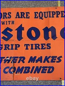 Vintage 1940s Firestone Ground Grip Tractor Tires Paper Advertising Banner Sign