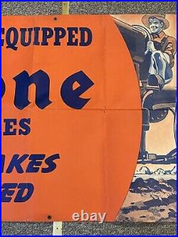 Vintage 1940s Firestone Ground Grip Tractor Tires Paper Advertising Banner Sign