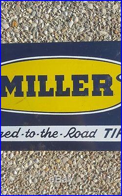 Vintage 1940s Miller Tires Display Rack Metal Sign Gas Station Oil Tire Lot #2