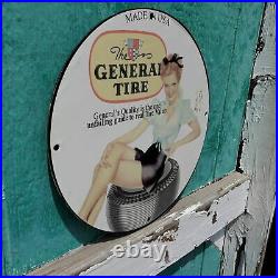 Vintage 1941 General Rubber Tire Manufacturer Porcelain Gas & Oil Pump Sign