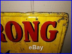 Vintage 1942 Embossed Armstrong Tires Rhino Flex Non Porcelain Sign