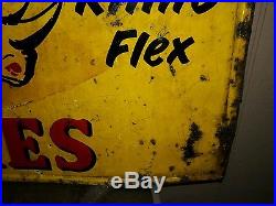 Vintage 1942 Embossed Armstrong Tires Rhino Flex Non Porcelain Sign