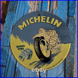 Vintage 1946 Michelin Radial Tyre Porcelain Gas Oil 4.5 Sign
