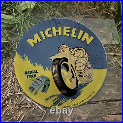 Vintage 1946 Michelin Radial Tyre Porcelain Gas Oil 4.5 Sign