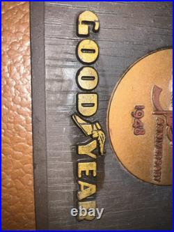 Vintage 1948 Goodyear Tires Sales Quota Award Advertising Sign Plaque 50th