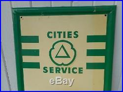 Vintage 1949 CITIES SERVICE TIRES BATTERIES Vertical Advertising Oil Metal SIGN