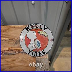 Vintage 1949 Kelly Springfield Tires Casper Porcelain Gas Oil 4.5 Sign