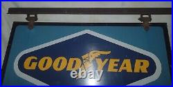 Vintage 1950 Goodyear Tire Sales Hanging Dealership Metal Dbl. Sign Oil Gas Art