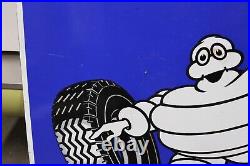 Vintage 1950 Michelin Tire Service Station Double Sided Porcelain Sign FRANCE