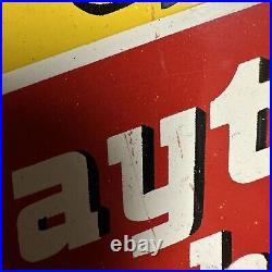 Vintage 1950's Dayton Thorobred Tires Tire Gas Station Metal Sign