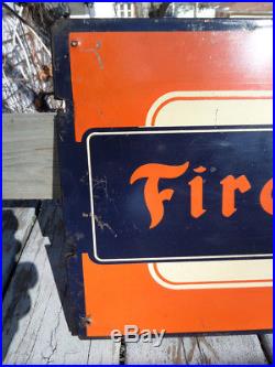 Vintage 1950's Firestone Tires Tire Gas Station Oil 19 Metal Sign