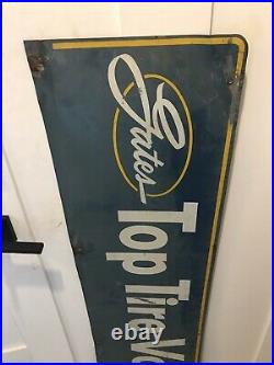 Vintage 1950's Gates Tires Tire Gas Station Metal Sign Large Rare
